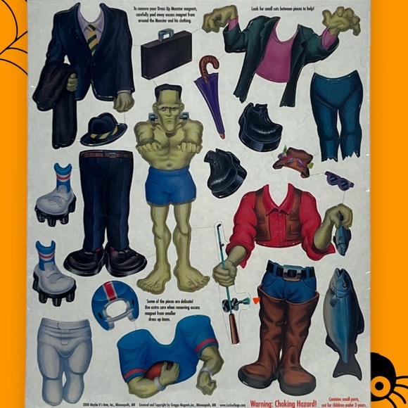 Halloween Locker Lingo Magnetic Dress-Ups Witch Frankensteins Monster Vintage - Picture 6 of 6